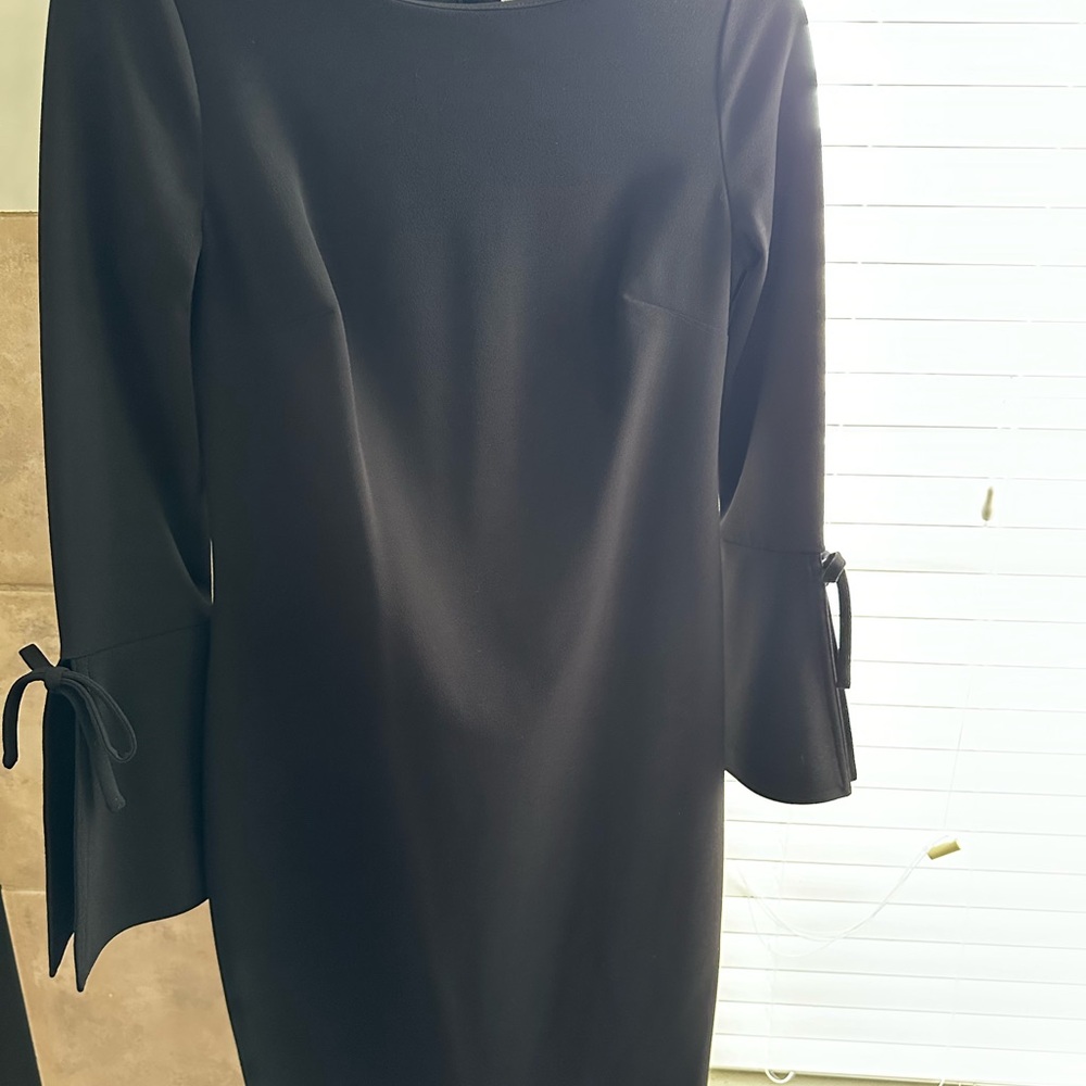 Calvin Klein Black Long Sleeve Dress with Bow Detail